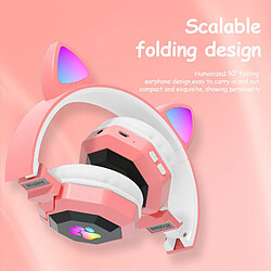 GUPBOO Oreilles de chat mignon casque sans fil Bluetooth 5.0 casque rvb casque de musique stéréo casque avec micro cadeau pour enfants pas cher