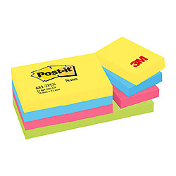 Notes repositionnables couleurs "Energie" Post-it 38 x 51 mm - bloc de 100 feuilles - Lot de 12