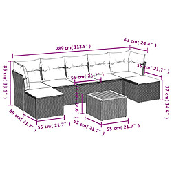 Acheter vidaXL Salon de jardin 8 pcs avec coussins noir résine tressée