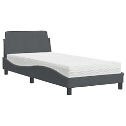 Vidaxl Lit avec matelas gris foncé 90x190 cm velours