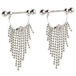 1 paire perles tassle mamelon anneau dangle bouclier nipplerings blanc cristal