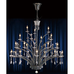 Luminaire Center Suspension Orleto 21 Ampoule chrome noir/cristal (Assemblage nécessaire)