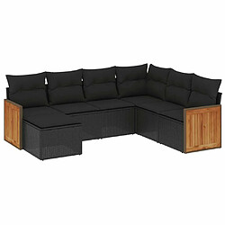 Maison Chic Salon de jardin 7 pcs avec coussins | Ensemble de Table et chaises | Mobilier d'Extérieur noir résine tressée -GKD78997