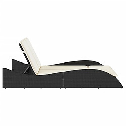 Maison Chic Chaise longue avec coussins, Transats, Bain de Soleil noir 114x205x73 cm résine tressée pas cher