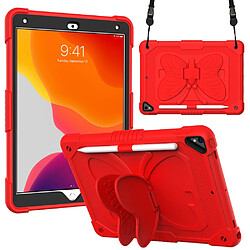 Coque en TPU + silicone avec béquille en forme de papillon, couleur unie, antichoc rouge pour votre Apple iPad 10.2 (2021)/(2020)/(2019)