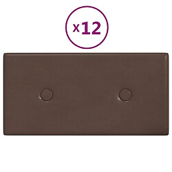 vidaXL Panneaux muraux 12 pcs Marron 30x15 cm Similicuir 0,54 m²