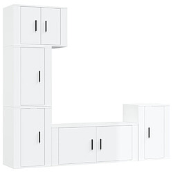 vidaXL Ensemble de meubles TV 5 pcs Blanc brillant Bois d'ingénierie