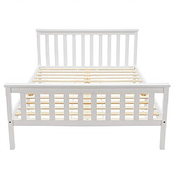 Avis ComfortXL Lit Double En Bois Massif 140 X 200 Cm Avec Sommier à Lattes, Lit En Pin,blanc