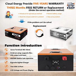 Batterie de secours Cloudenergy 12 V 300 Ah LiFePO4, 3 840 Wh d'énergie, plus de 6 000 cycles, BMS 100 A intégré pas cher