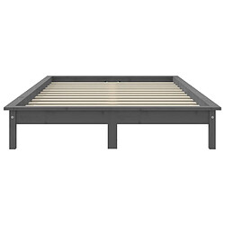 Maison Chic Lit adulte - Lit simple Cadre de lit,Structure du lit Contemporain Gris 150x200 cm Bois de pin massif Très grand -MN39894 pas cher