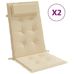 vidaXL Coussins de chaise à dossier haut lot de 2 beige tissu oxford