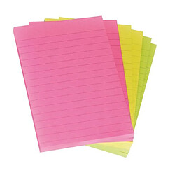 Bloc-notes couleurs assortis lignées Post-It 102 x 152 mm - bloc de 100 feuilles - Lot de 12