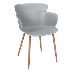 Avis The Home Deco Factory Lot de 2 fauteuils coque Lorens en polypropylène et métal - Gris et Marron