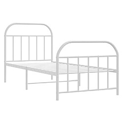 Acheter vidaXL Cadre de lit métal sans matelas avec pied de lit blanc 90x190cm