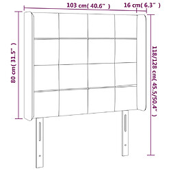 vidaXL Tête de lit avec oreilles Noir 103x16x118/128 cm Velours pas cher