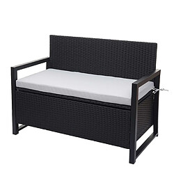 Decoshop26 Banc de jardin 2 places en polyrotin anthracite avec compartiment de rangement coussin d'assise gris 04_0004189