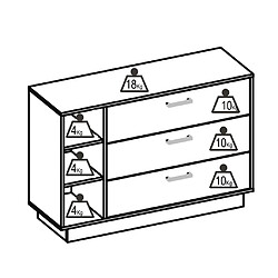 Acheter Vente-Unique Commode 3 tiroirs et 3 niches - Coloris : Naturel et blanc - LEANDRE