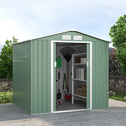 Soana Garden Shed Boîte à outils de jardin en tôle galvanisée verte St.Moritz NATURE 213x191x195cm