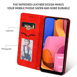 Wewoo Housse Coque Etui en cuir avec rabat horizontal magnétique pour Galaxy A20S Retro Skin Feel Business rouge