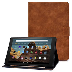 Etui en PU magnétique avec support et porte-carte pour votre Amazon Fire HD 10 (2015)/(2017)/(2019) - marron