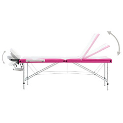 Avis vidaXL Table de massage pliable 3 zones Aluminium Blanc et rose