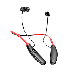 General Casque tour de cou Bluetooth avec 24 heures de lecture, pilotes 0,4 pouces, charge rapide USB-C, construction pliable et légère, étanche Ipx5, pour le sport, la musique, les conférences(noir rouge)