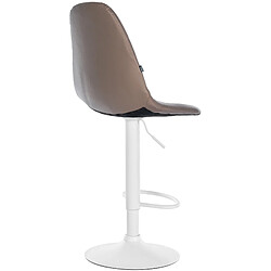 Decoshop26 Tabouret de bar x1 avec repose-pieds hauteur réglable pivotant assise en PVC marron cadre métallique blanc 10_0004829