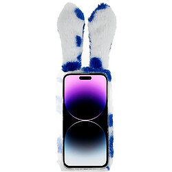 Coque en TPU lapin en peluche fait main pour votre iPhone 14 Pro Max - bleu