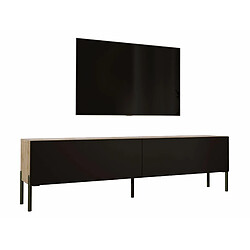 3XELIVING Meuble TV en couleur Chêne wotan / Noir mat avec pieds droits en noir, D: l : 170 cm, H : 52 cm, P : 32 cm