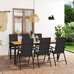 Salle à manger de jardin 7 pcs,Table et chaise à dîner Noir et marron -MN19926