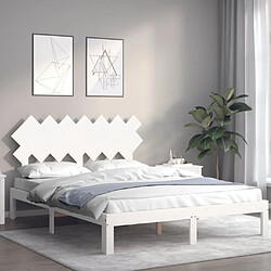 Avis Maison Chic Cadre/structure de lit avec tête de lit pour adulte - Lit Moderne Chambre blanc 140x190 cm bois massif -MN93976