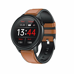 Chrono Montre Connectée pour hommes femmes avec montre sport IP68 Étanche Écran Tactile Complet de 1,3 Pouces Avec Moniteur de Fréquence Cardiaque Avis de Message Moniteur Sommeil Affichage Météo Pédomètre Fitness Tracker pour iOS Android-brun