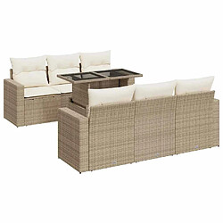 vidaXL Salon de jardin avec coussins 7 pcs beige résine tressée