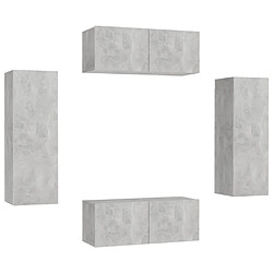 vidaXL Ensemble de meubles TV 4 pcs Gris béton Bois d'ingénierie