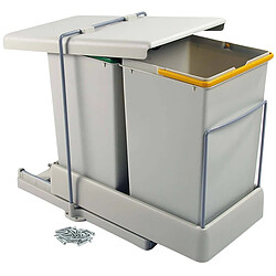 Emuca Poubelle de recyclage extraction automatique 2 conteneurs de 14 litres.