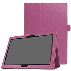 Etui en PU grain avec support universel de litchis pourpre pour votre Lenovo Tab 4 10 Plus