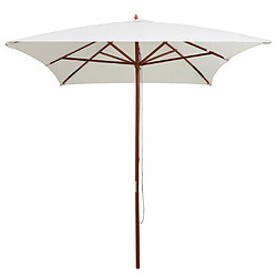 vidaXL Parasol avec poteau en bois 200 x 300 cm Blanc crème