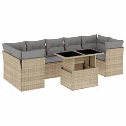 vidaXL Salon de jardin avec coussins 8 pcs beige résine tressée