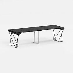 Inside 75 Table console extensible EXCEL pieds métal plateau noir largeur 90 cm