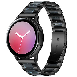 Bracelet en résine + acier inoxydable de 20 mm noir/lavage d'encre pour votre Samsung Galaxy Watch4 40mm/Watch4 44mm/Watch4 Classic 46mm