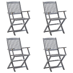 vidaXL Chaises pliables d'extérieur lot de 4 et coussins Bois d'acacia