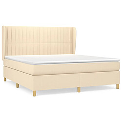 vidaXL Sommier à lattes de lit avec matelas Crème 180x200 cm Tissu