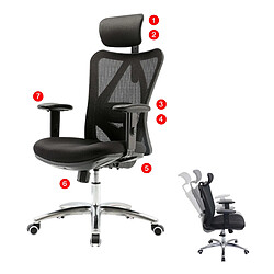 Decoshop26 Fauteuil de bureau support lombaire ergonomique réglable sur 3 positions en maille noir 04_0006214