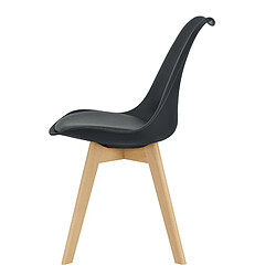 Acheter Lot de 6 Chaises de Salle à Manger Scandinave Siège Cuisine Plastique Similicuir Hêtre 81 x 49 x 57 cm Noir [en.casa]