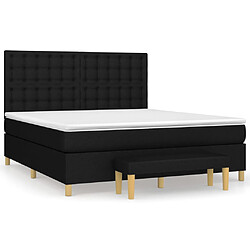 vidaXL Sommier à lattes de lit avec matelas Noir 160x200 cm Tissu