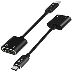 Avizar Adaptateur Audio et Charge USB Type C vers USB-C et Jack 3.5mm Femelle noir