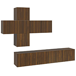 vidaXL Ensemble de meubles TV 7 pcs Chêne marron Bois d'ingénierie