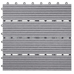 Decoshop26 Set de 11 dalles de terrasse aspect bois WPC pour balcon jardin terrasse 30x30cm 1m² base gris linéaire 04_0005435