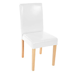 Mendler Lot de 4 chaises de séjour Littau ~ simili-cuir, blanc, pieds clairs