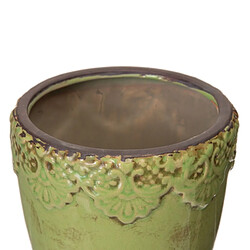 BigBuy Garden Cache-pot Pistache Céramique 15,5 x 15,5 x 14 cm